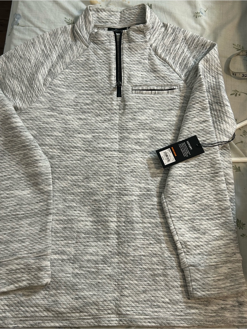 Marc Anthony Men's Quarter-Zip Textured Pullover - Light Gray